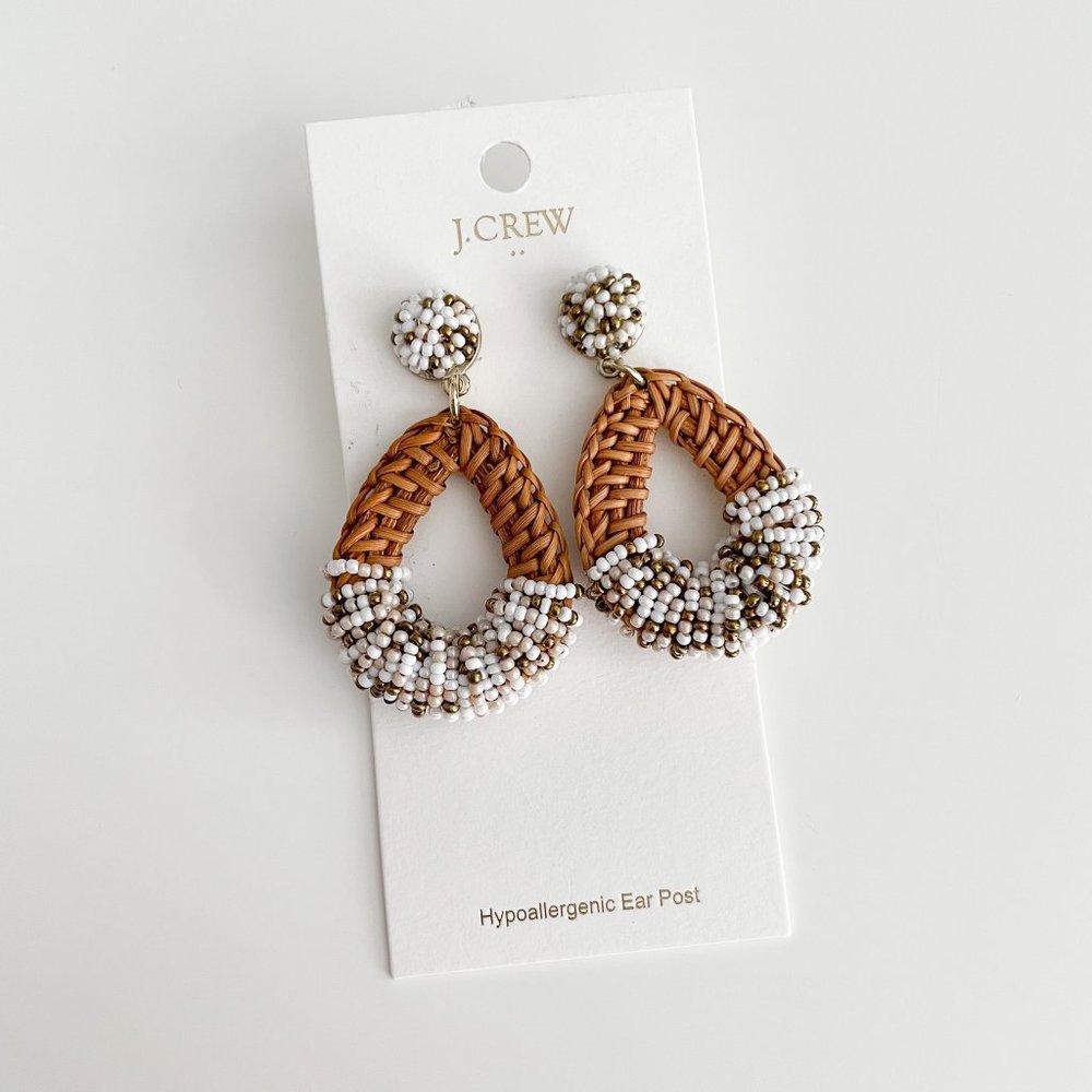 J. Crew Factory Rattan Drop Statement Earrings (Gold Multi) - Picture 3 of 3